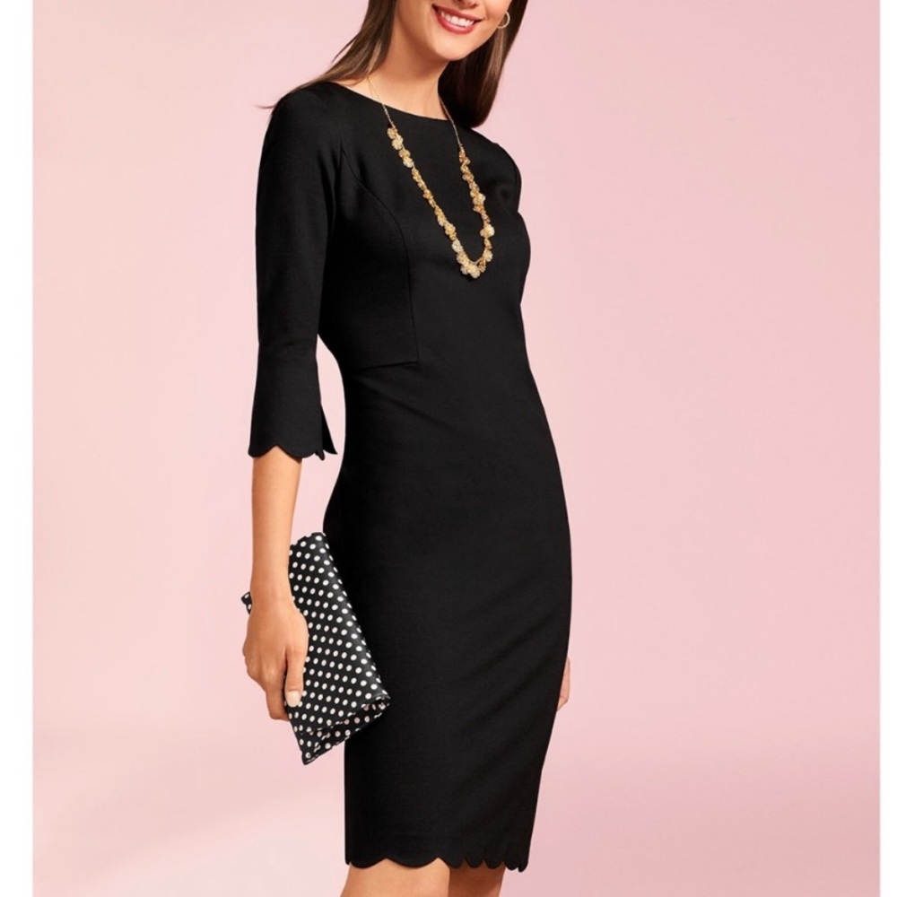 Talbots Refined Scallop-Edge Ponte Sheath Dress